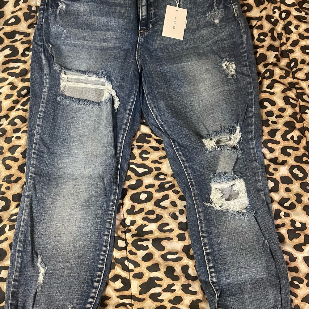 Cello Distressed Dark Blue Boyfriend Jeans